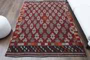 1960'lardan Anadolu kökenli ikat desenli el dokuma vintage kilim, 166x235 cm