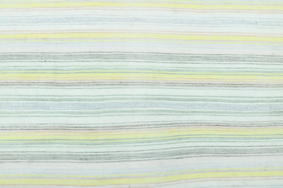 El yapımı vintage halı 147x216 cm çizgili desenli yün - üstten görünüm
