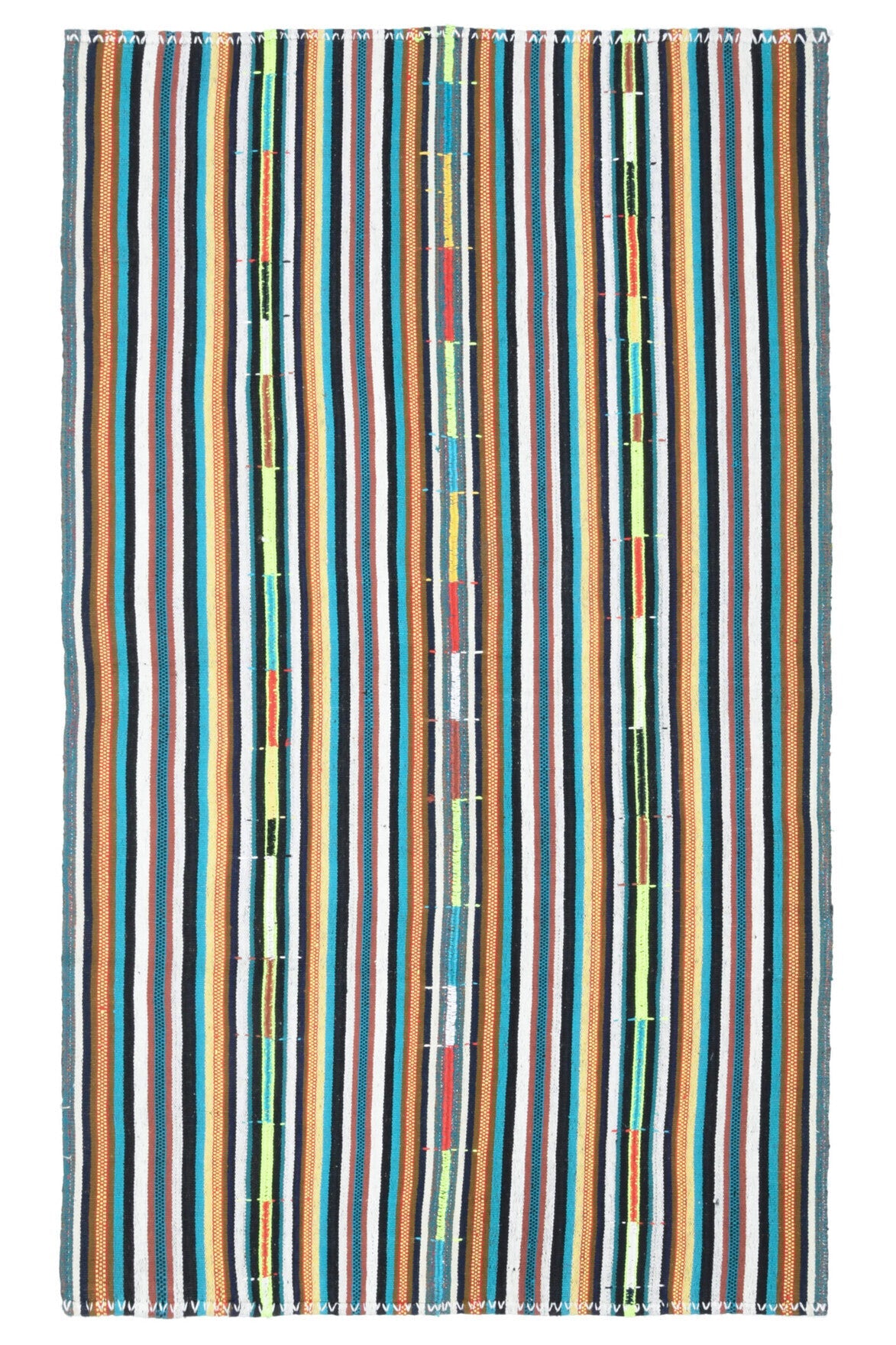 El yapımı vintage halı 150x249 cm çizgili desenli yün