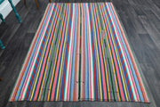 1960'lardan Anadolu kökenli çizgili el dokuma vintage kilim, 158x237 cm