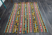 1960'lardan Anadolu kökenli ikat desenli el dokuma vintage kare kilim, 148x170 cm