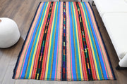 1960'lardan Anadolu kökenli çizgili el dokuma vintage kilim, 155x233 cm