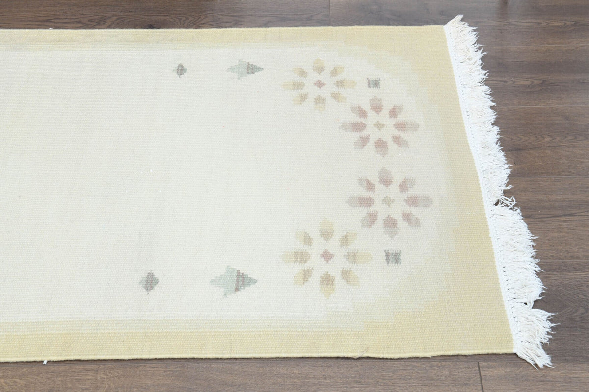 El yapımı vintage halı 81x185 cm düz desenli yün - desen detayı