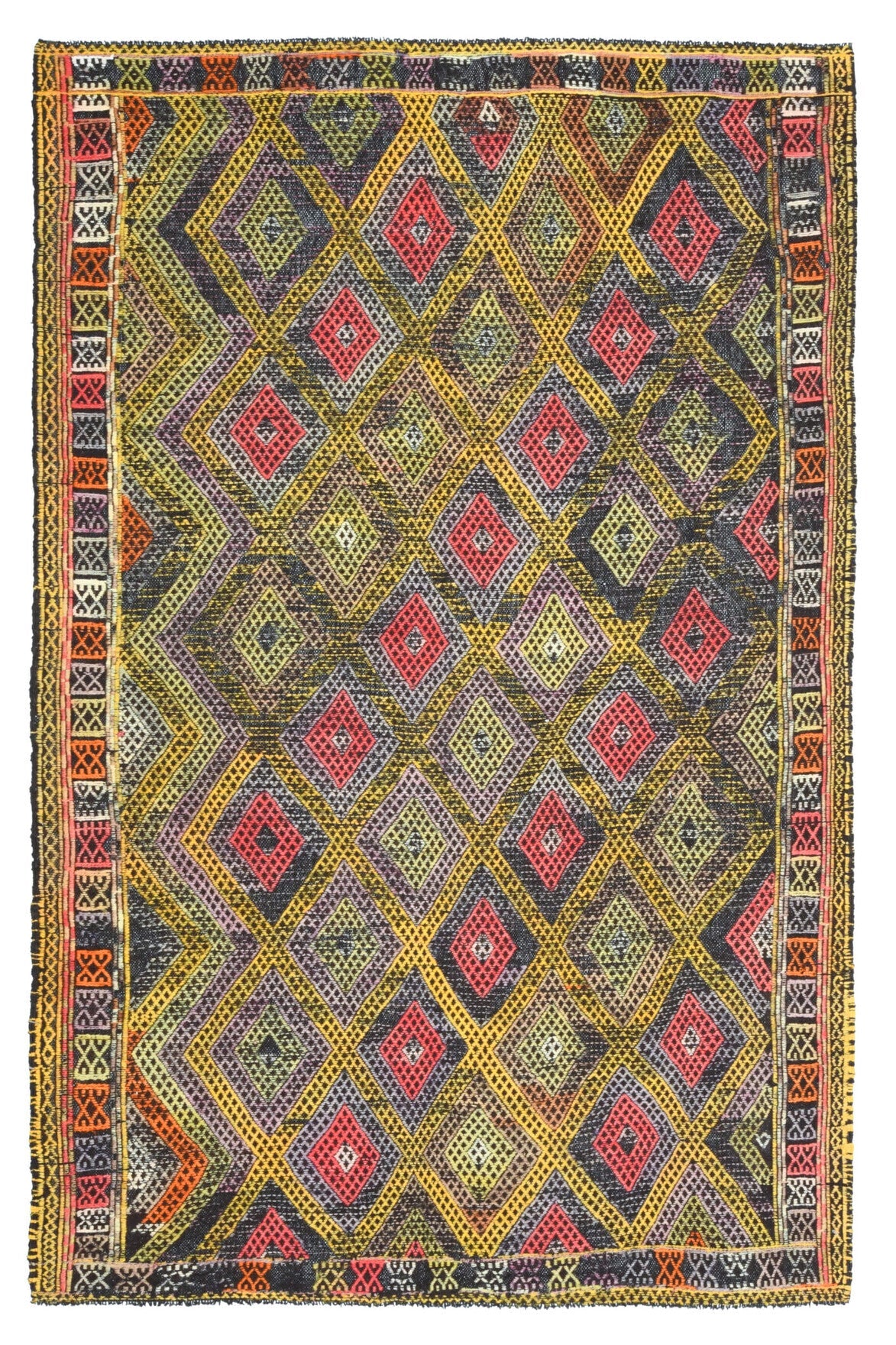 Handmade Vintage Area Kilim Rug