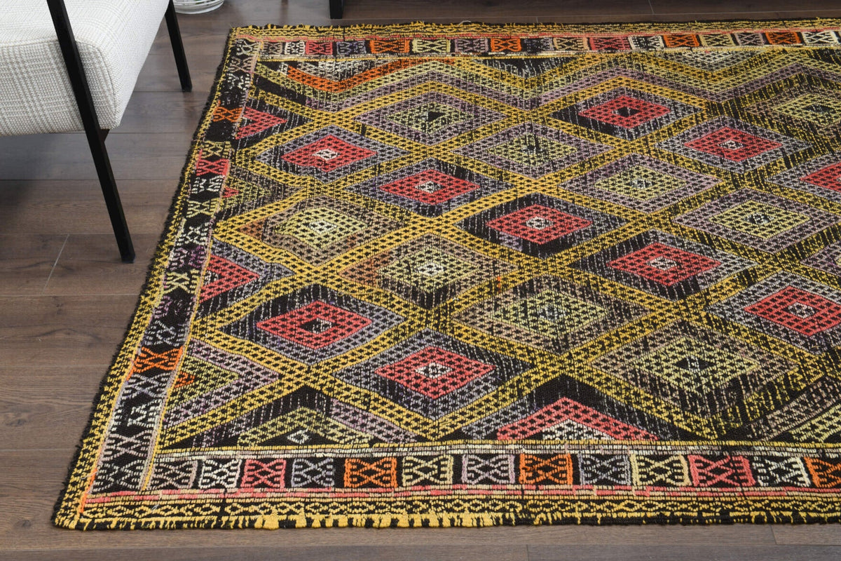 Handmade Vintage Area Kilim Rug