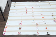 1960'lardan Anadolu kökenli çizgili el dokuma vintage kilim, 147x191 cm