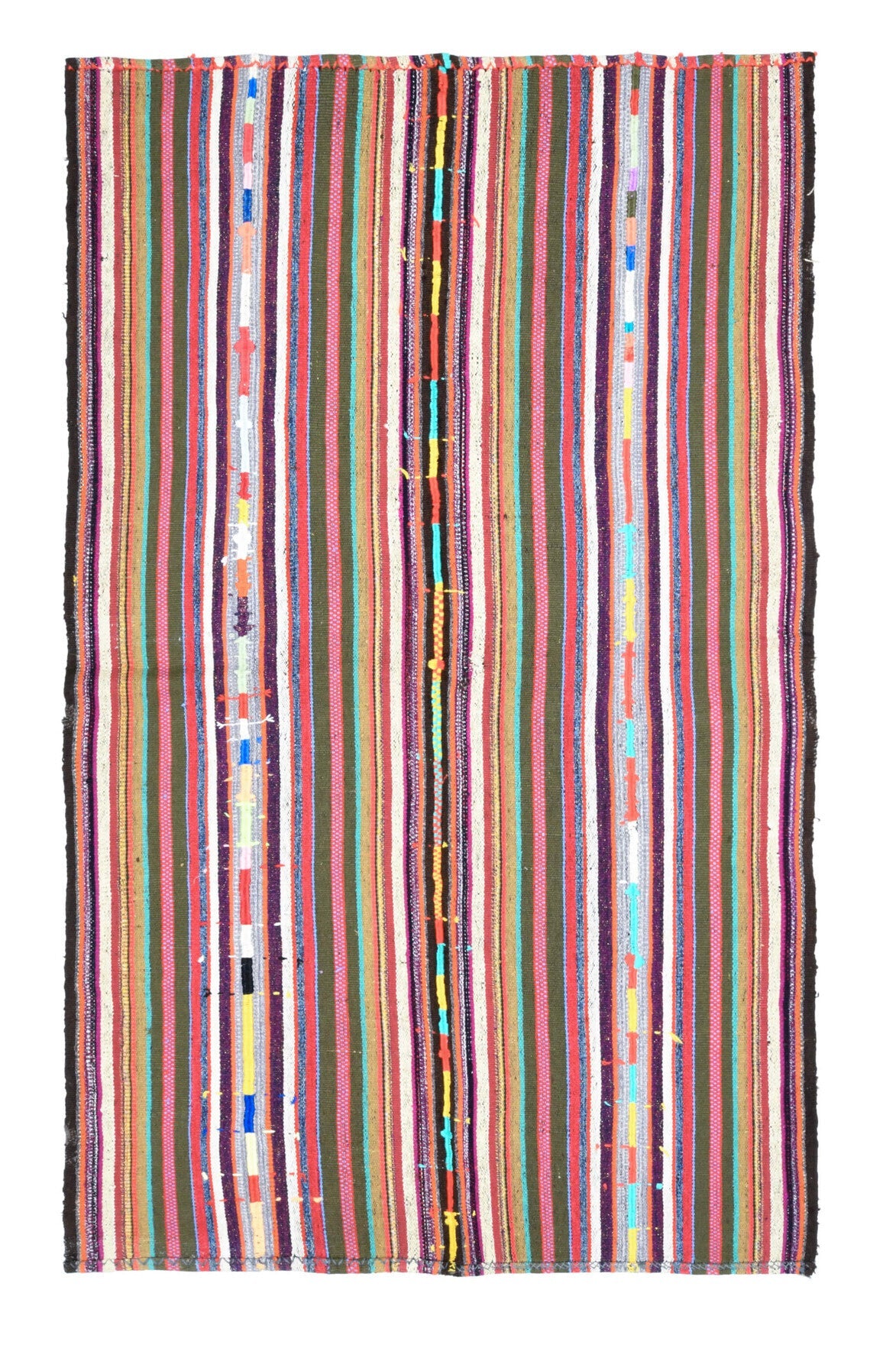 El yapımı vintage halı 150x241 cm çizgili desenli yün - farklı açıdan görünüm