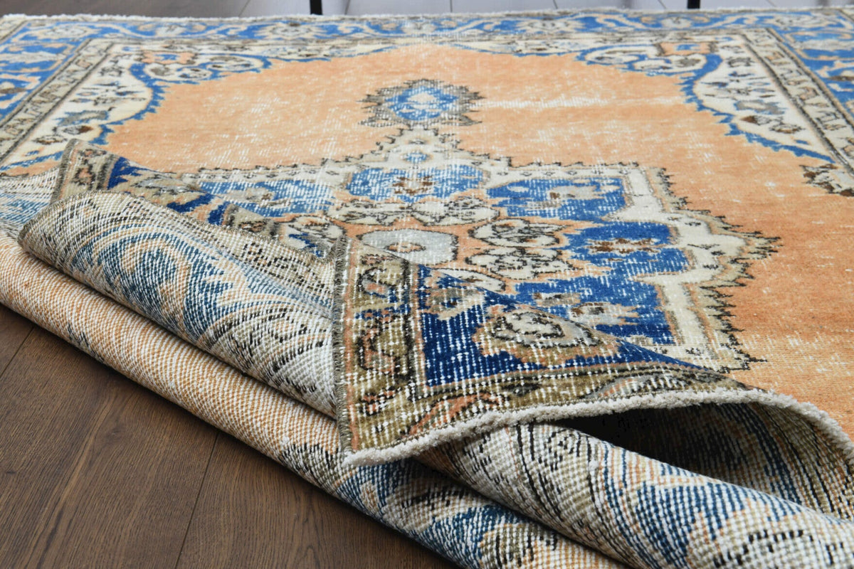 El yapımı vintage halı 122x213 cm oryantal desenli yün - desen detayı