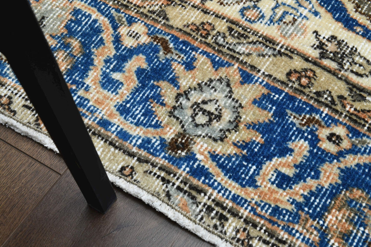 El yapımı vintage halı 122x213 cm oryantal desenli yün - üstten görünüm