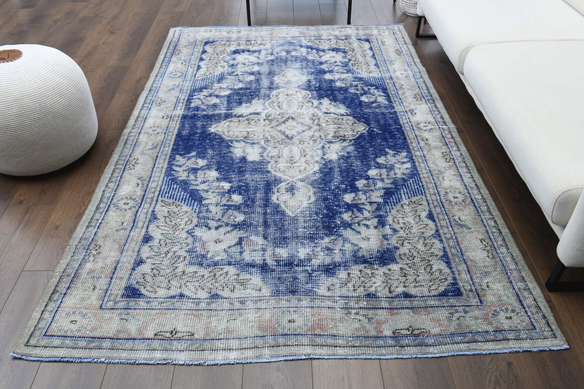 El yapımı vintage halı 157x241 cm oryantal desenli yün - detay görünümü
