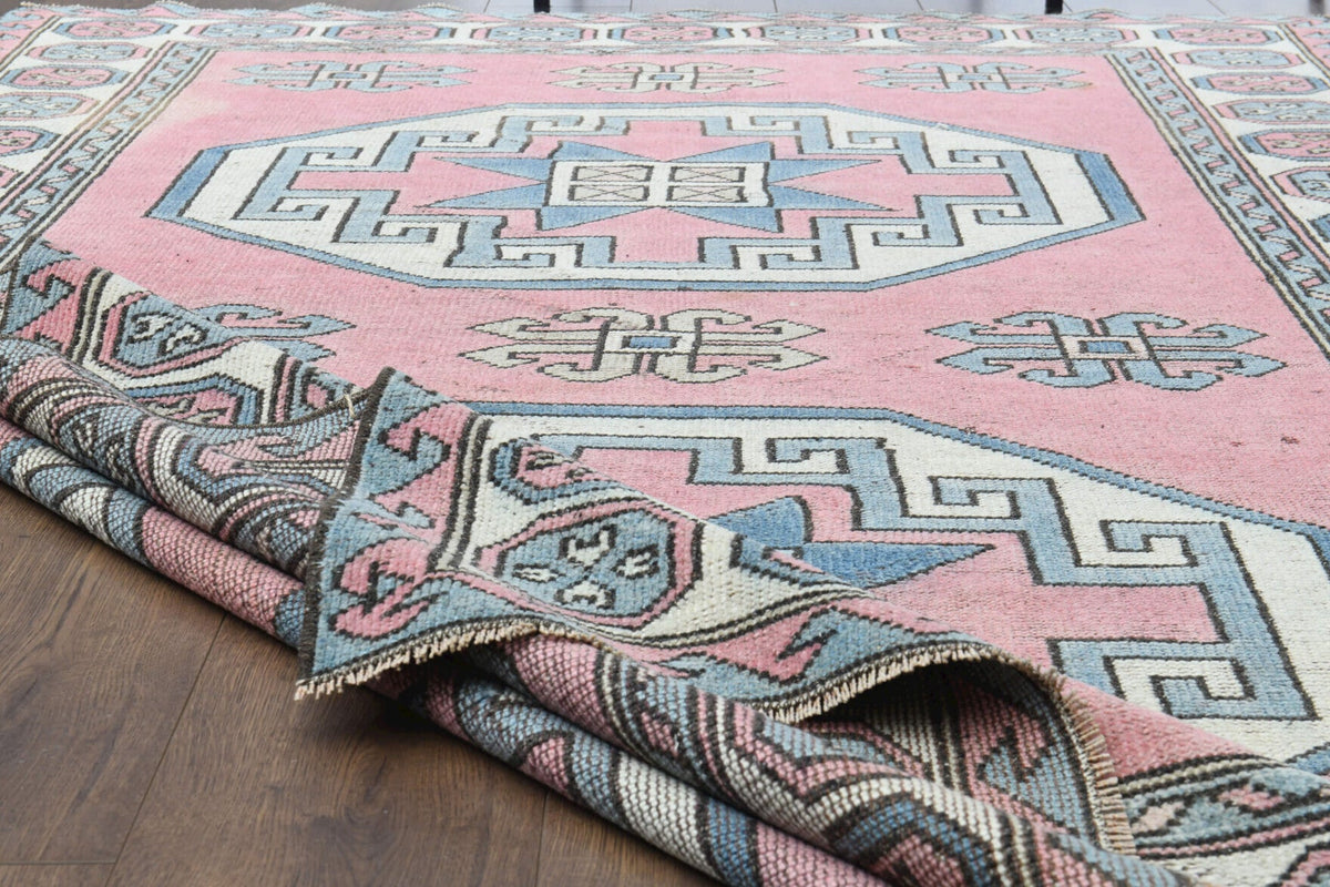 El yapımı vintage halı 165x259 cm geometrik desenli yün - desen detayı