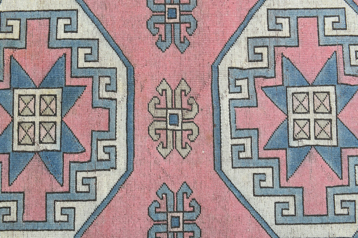 El yapımı vintage halı 165x259 cm geometrik desenli yün - farklı açıdan görünüm