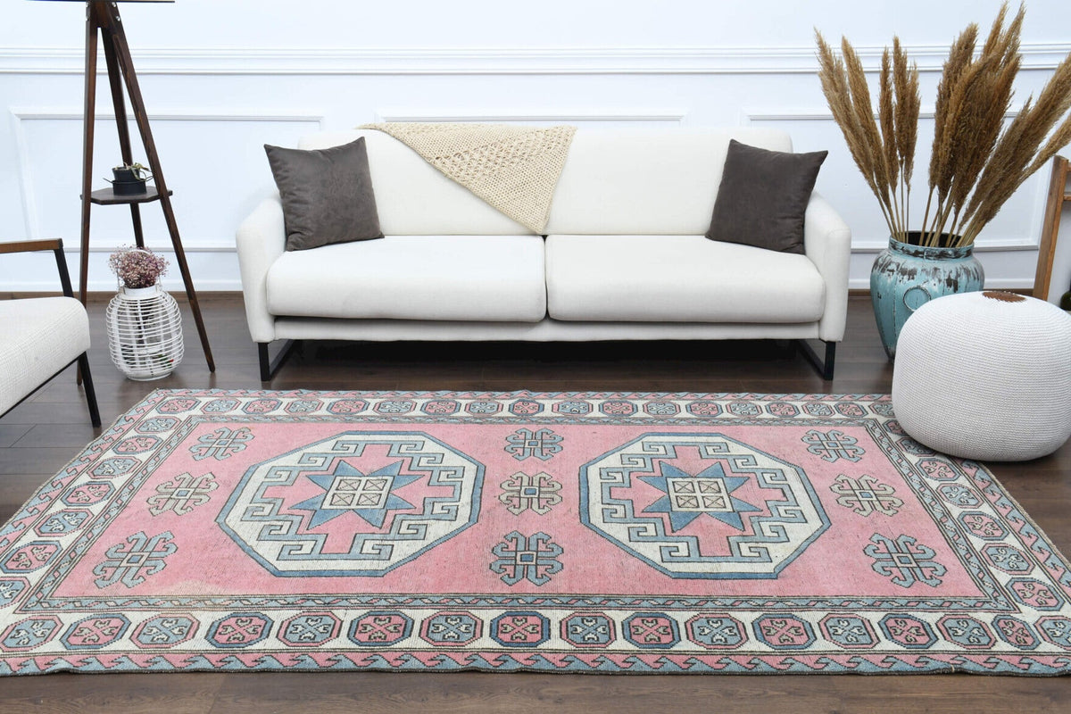 El yapımı vintage halı 165x259 cm geometrik desenli yün