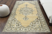 El yapımı vintage halı 152x244 cm oryantal desenli yün - detay görünümü