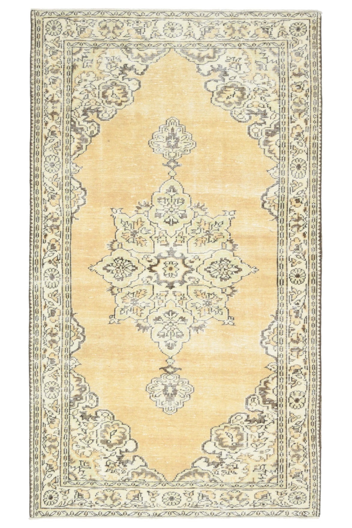 El yapımı vintage halı 152x244 cm oryantal desenli yün - detay görünümü