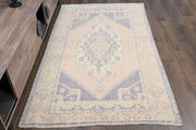 El yapımı vintage halı 124x201 cm oryantal desenli yün - detay görünümü