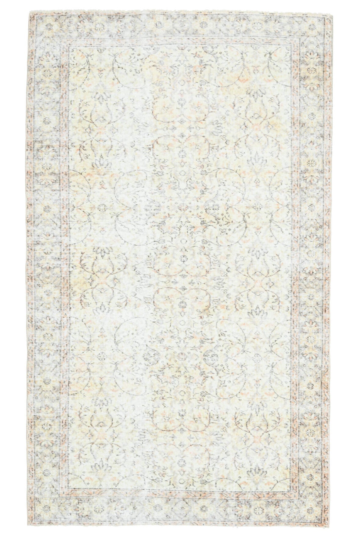 El yapımı vintage halı 150x259 cm çiçek desenli desenli yün - farklı açıdan görünüm