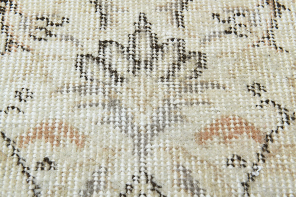 El yapımı vintage halı 150x259 cm çiçek desenli desenli yün - yakın çekim doku detayı