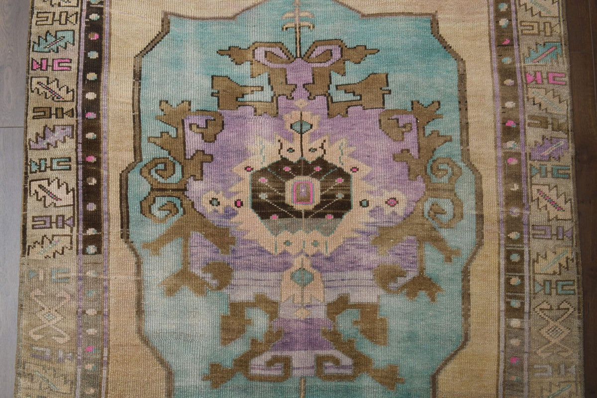 El yapımı vintage halı 122x274 cm oryantal desenli yün - farklı açıdan görünüm