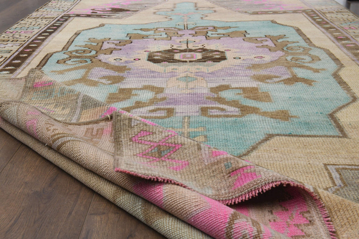 El yapımı vintage halı 122x274 cm oryantal desenli yün