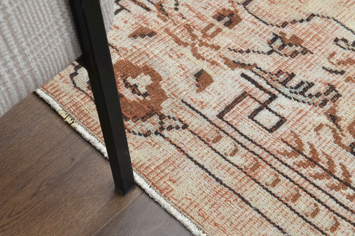 El yapımı vintage halı 150x246 cm oryantal desenli yün - desen detayı