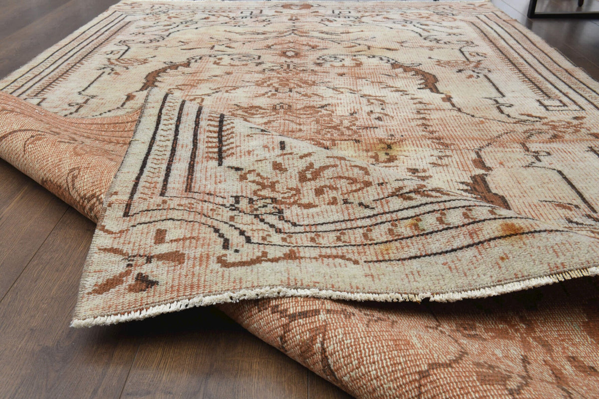 El yapımı vintage halı 150x246 cm oryantal desenli yün