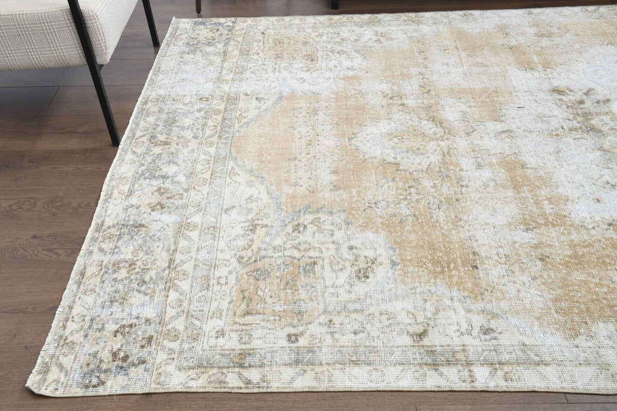 El yapımı vintage halı 183x305 cm yün - kenar ve saçak detayı