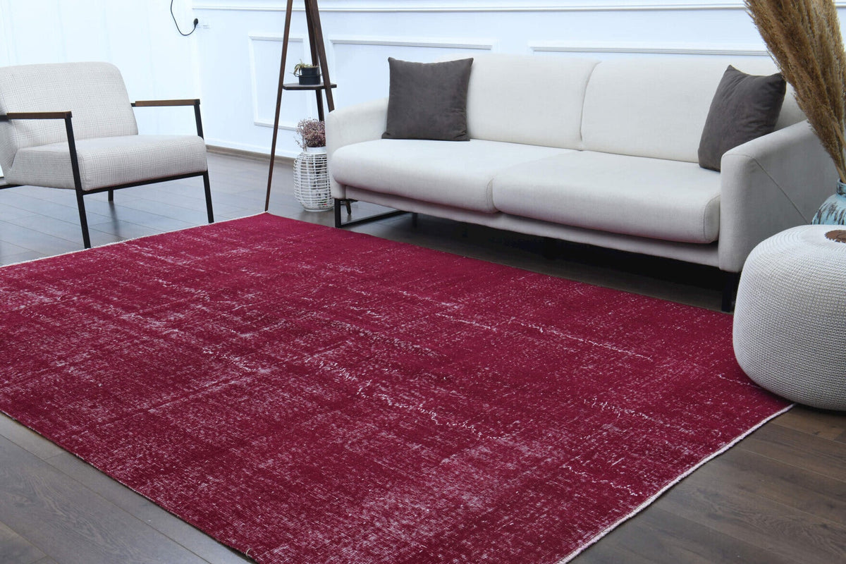 El yapımı vintage halı 183x274 cm düz desenli yün - farklı açıdan görünüm