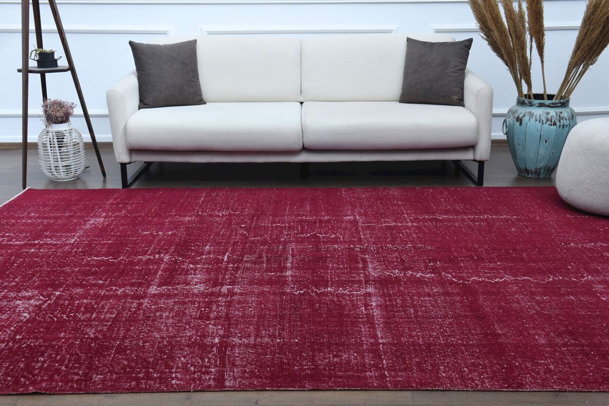 El yapımı vintage halı 183x274 cm düz desenli yün - ışık altında renk detayı