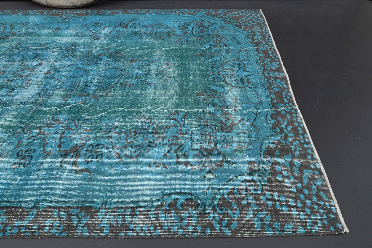 Vintage halı 166x283 cm – mavi oryantal desenli, el dokuma