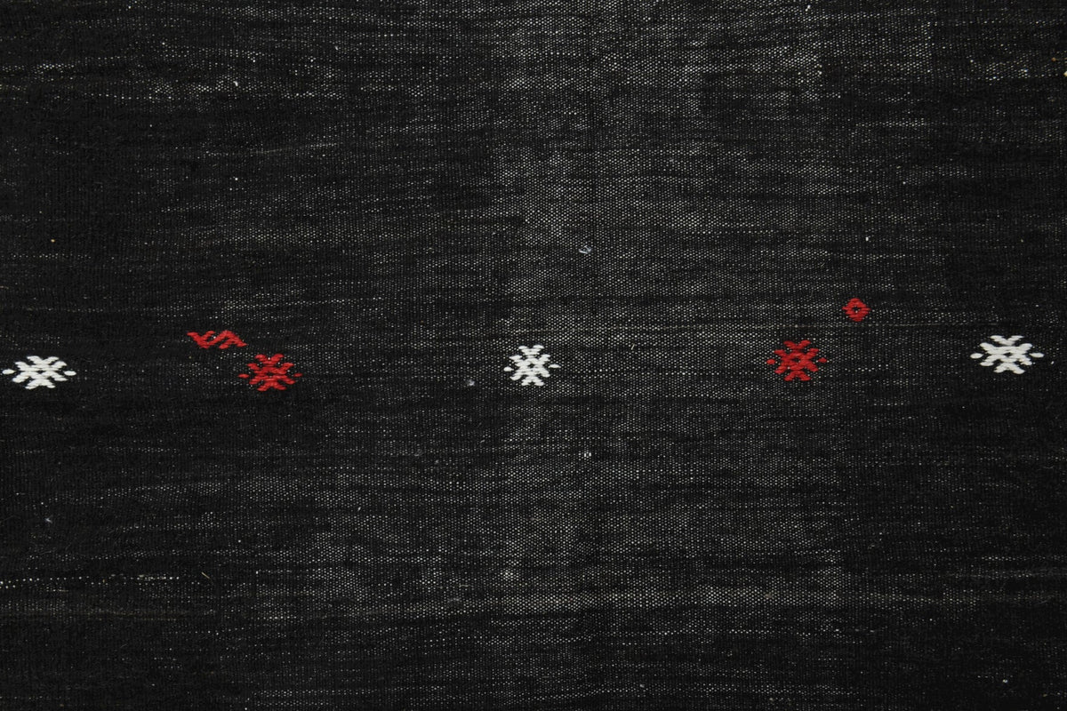 Handmade Flatweave Solid Black Area Rug