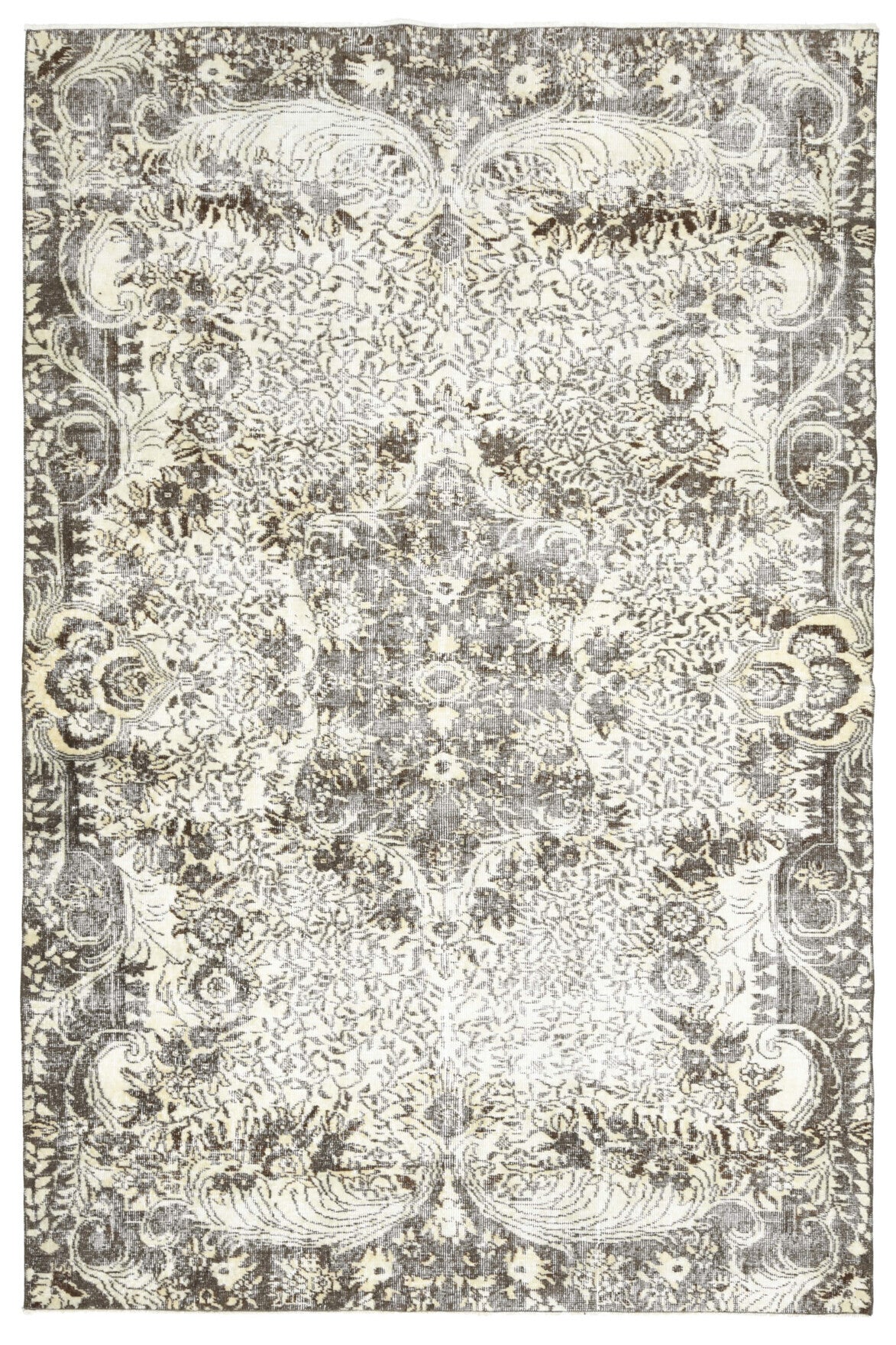 El yapımı vintage halı 183x274 cm oryantal desenli yün - detay görünümü