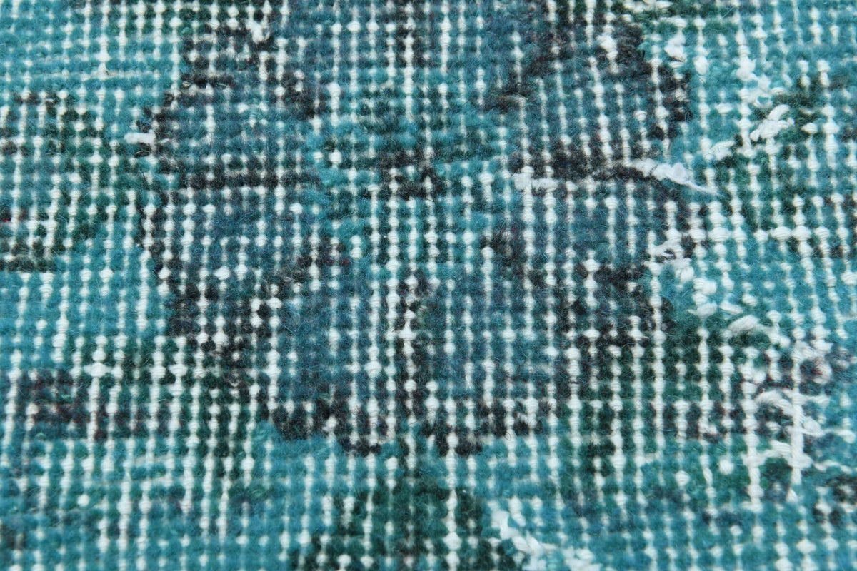 Distressed Blue Oushak Vintage Area Rug