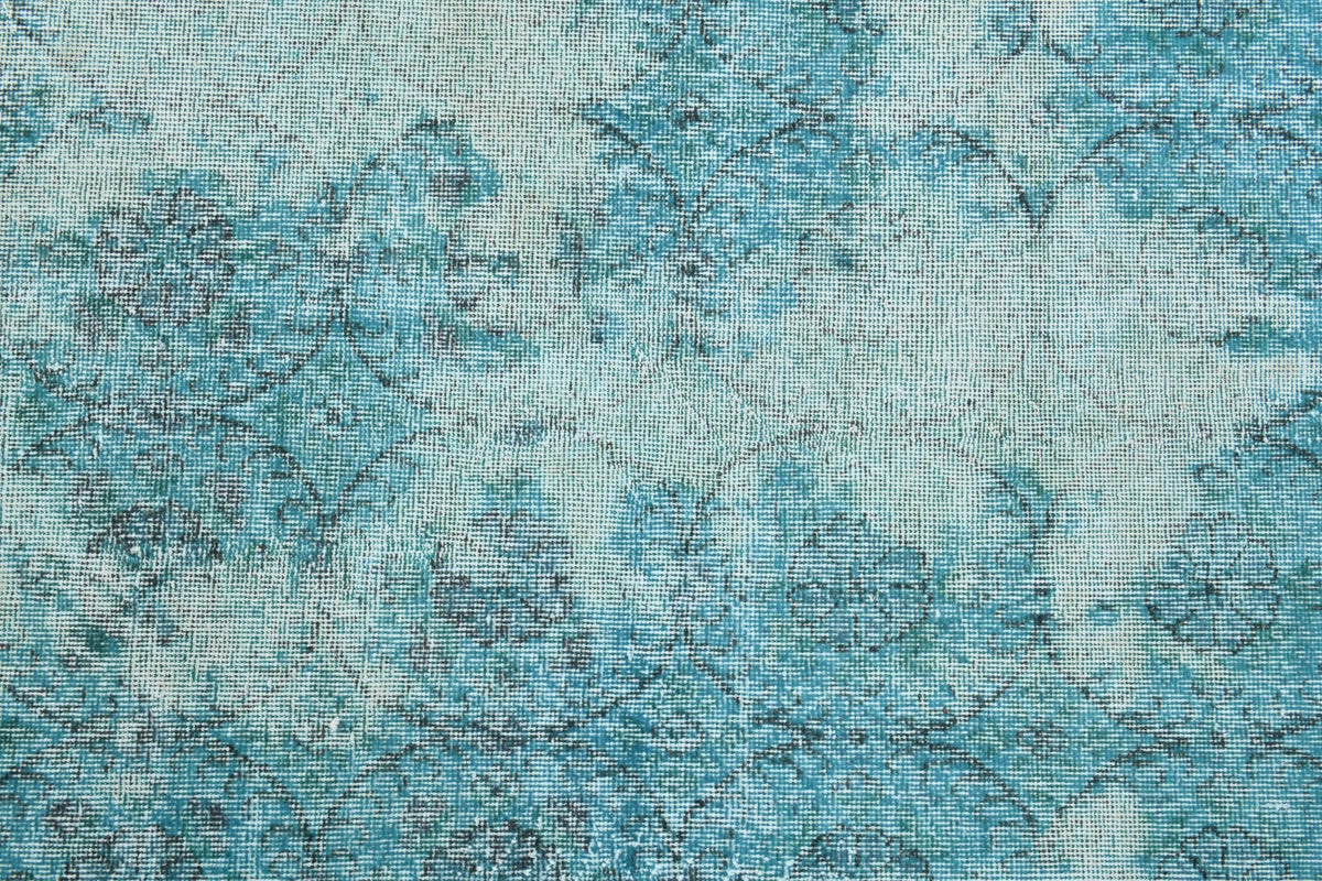 Distressed Blue Oushak Vintage Area Rug