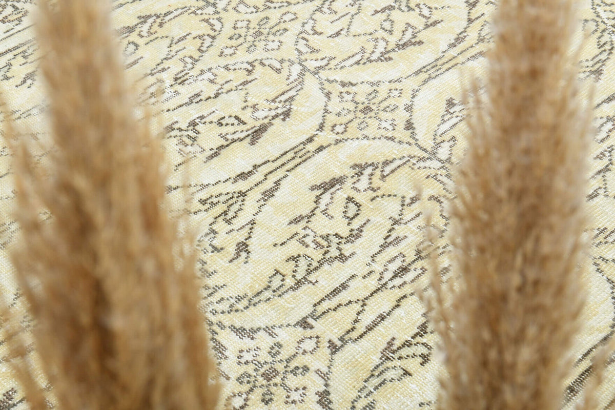 El yapımı vintage halı 183x292 cm çiçek desenli desenli yün - yakın çekim doku detayı
