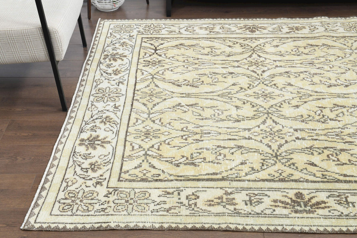 El yapımı vintage halı 183x292 cm çiçek desenli desenli yün - mekan görünümü