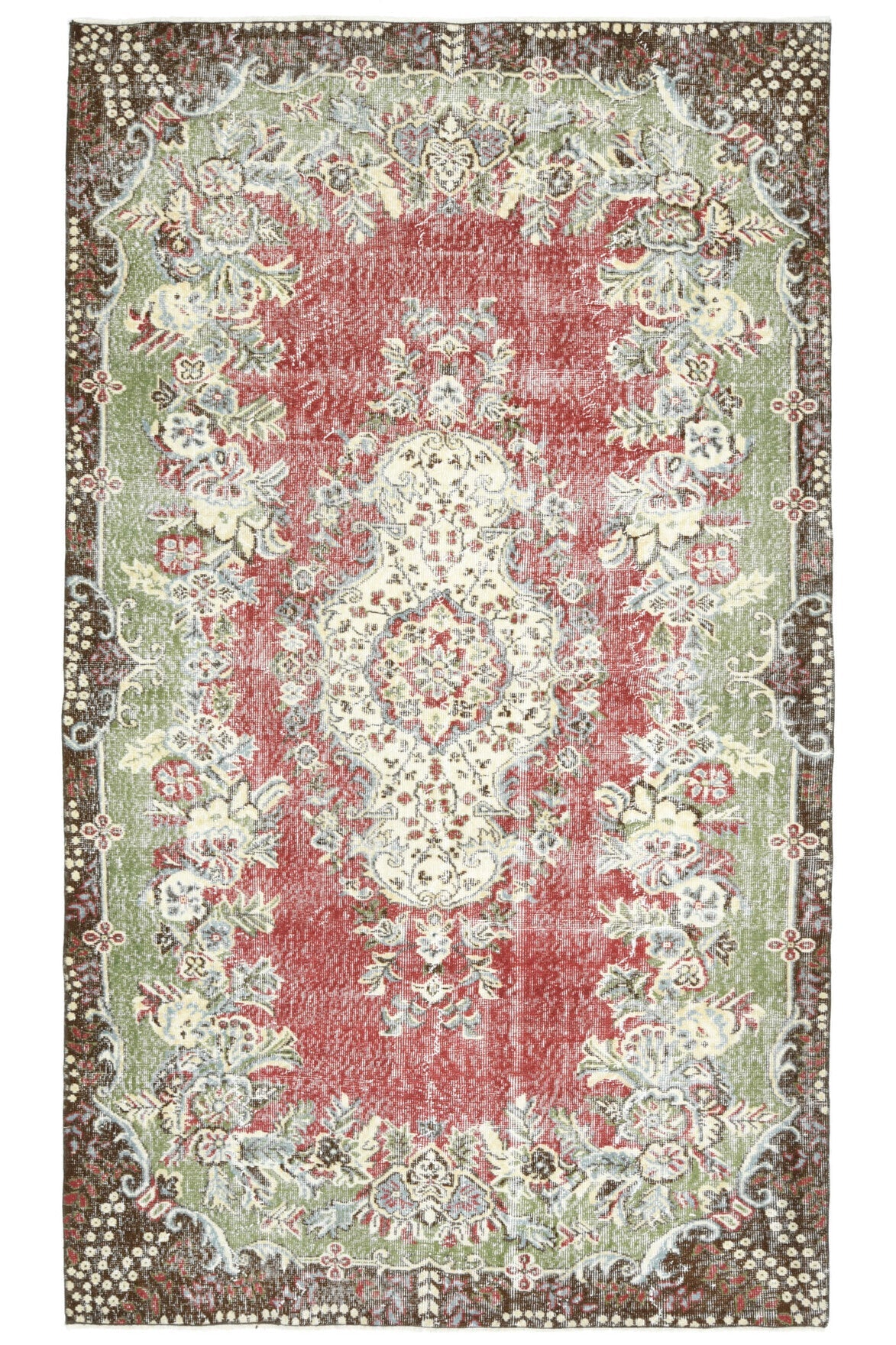 El yapımı vintage halı 165x287 cm oryantal desenli yün - detay görünümü
