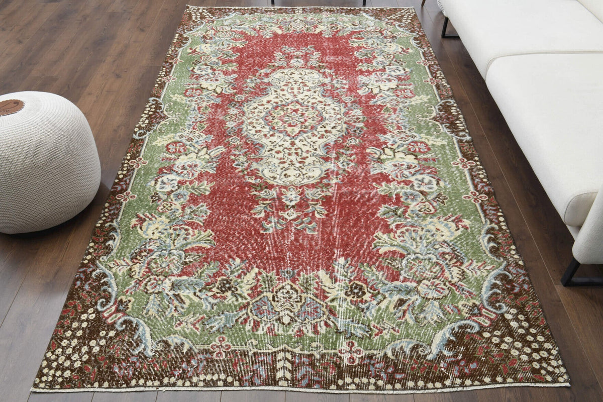 El yapımı vintage halı 165x287 cm oryantal desenli yün - detay görünümü