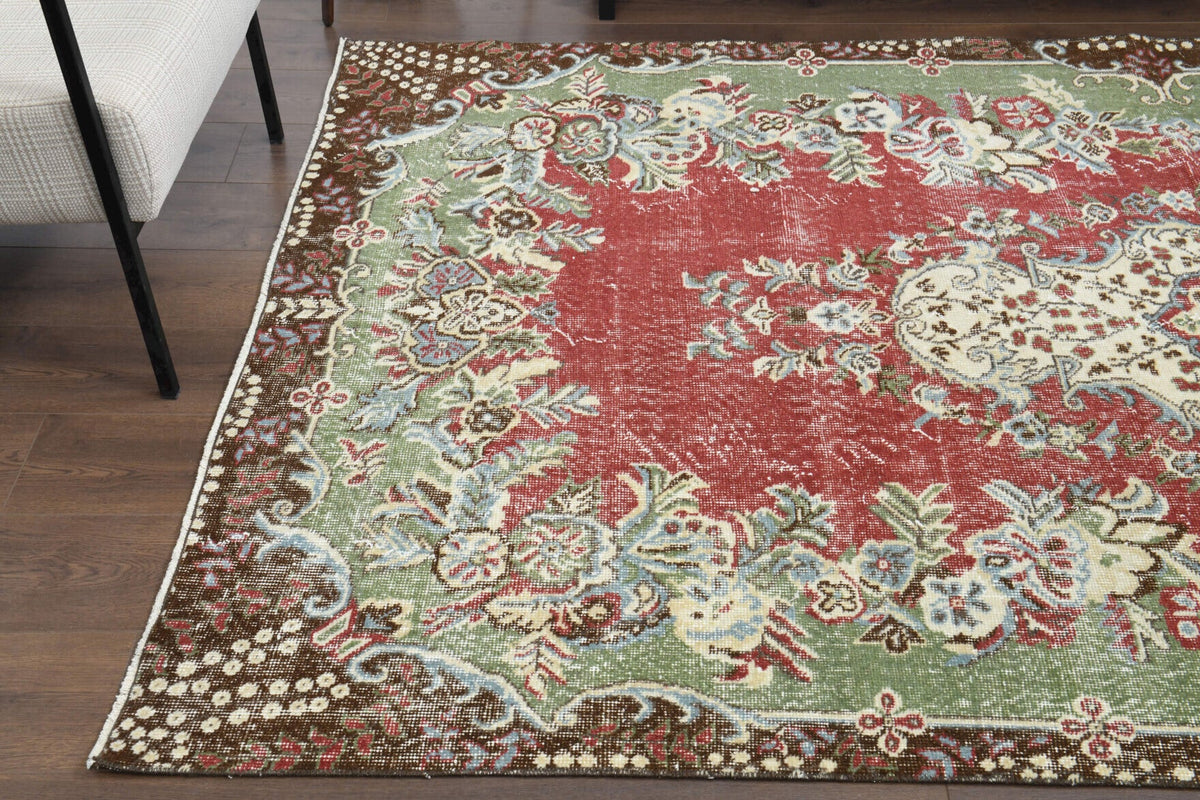 El yapımı vintage halı 165x287 cm oryantal desenli yün - mekan görünümü