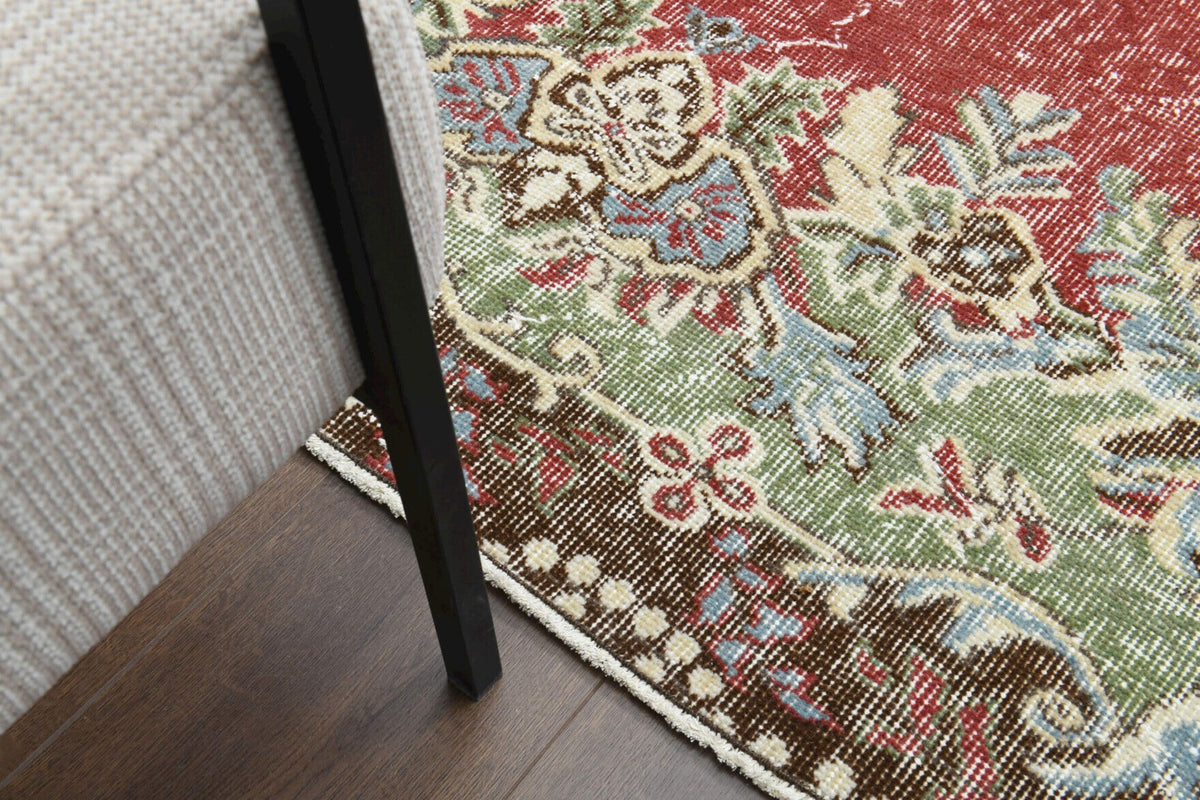 El yapımı vintage halı 165x287 cm oryantal desenli yün - üstten görünüm