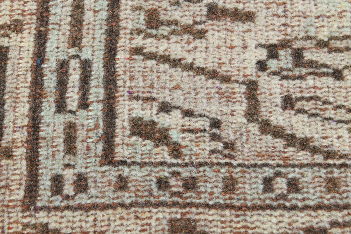 El yapımı vintage halı 168x264 cm madalyonlu desenli yün - kenar ve saçak detayı