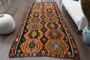El yapımı vintage yolluk 150x371 cm oryantal desenli yün - detay görünümü