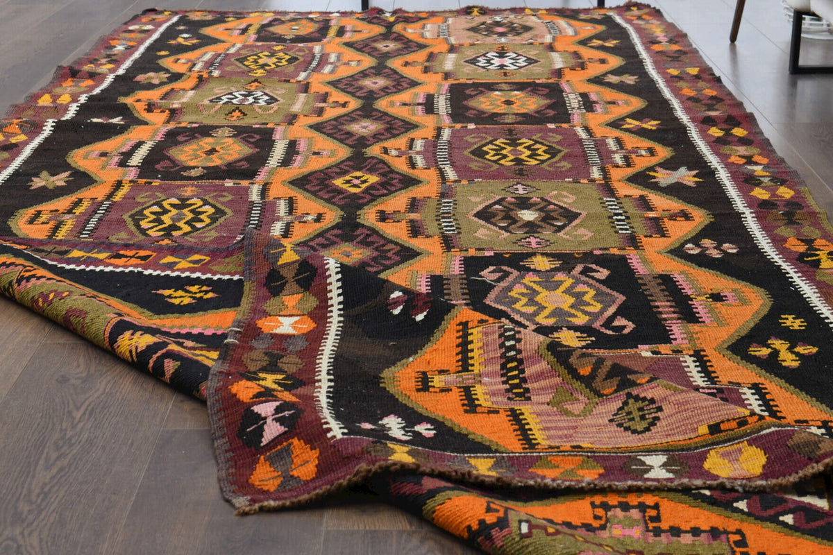El yapımı vintage yolluk 150x371 cm oryantal desenli yün - desen detayı