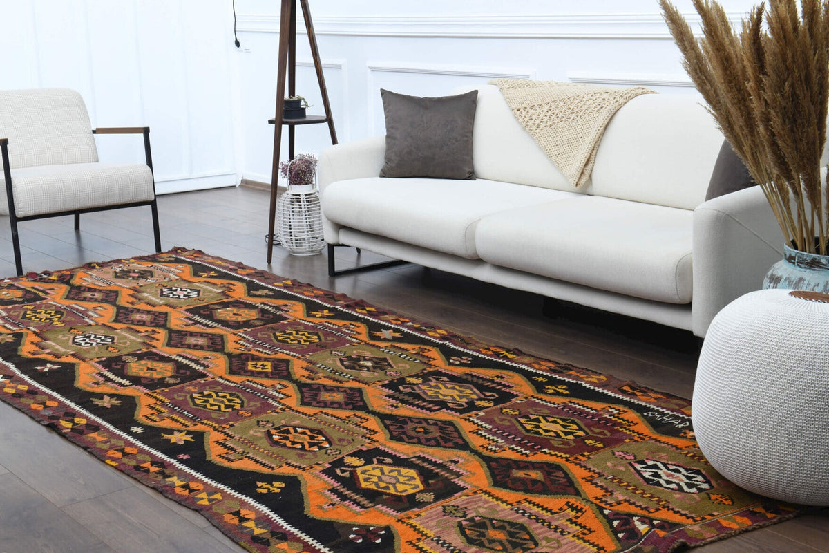 El yapımı vintage yolluk 150x371 cm oryantal desenli yün - farklı açıdan görünüm