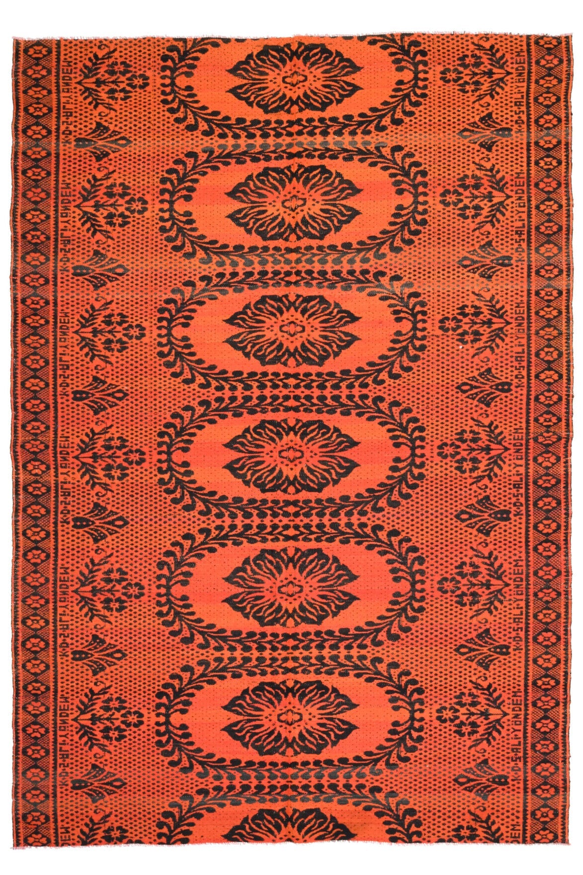 El yapımı vintage halı 185x272 cm oryantal desenli yün - detay görünümü