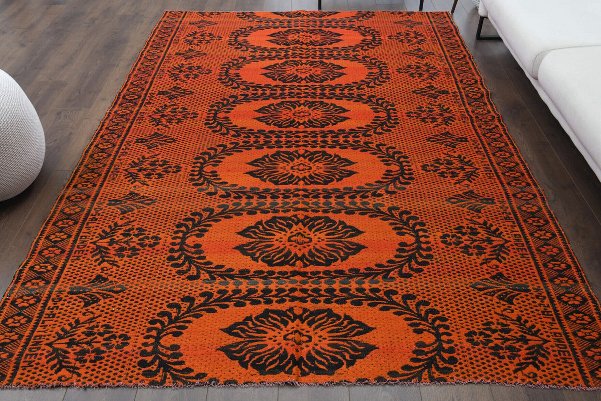 El yapımı vintage halı 185x272 cm oryantal desenli yün - detay görünümü