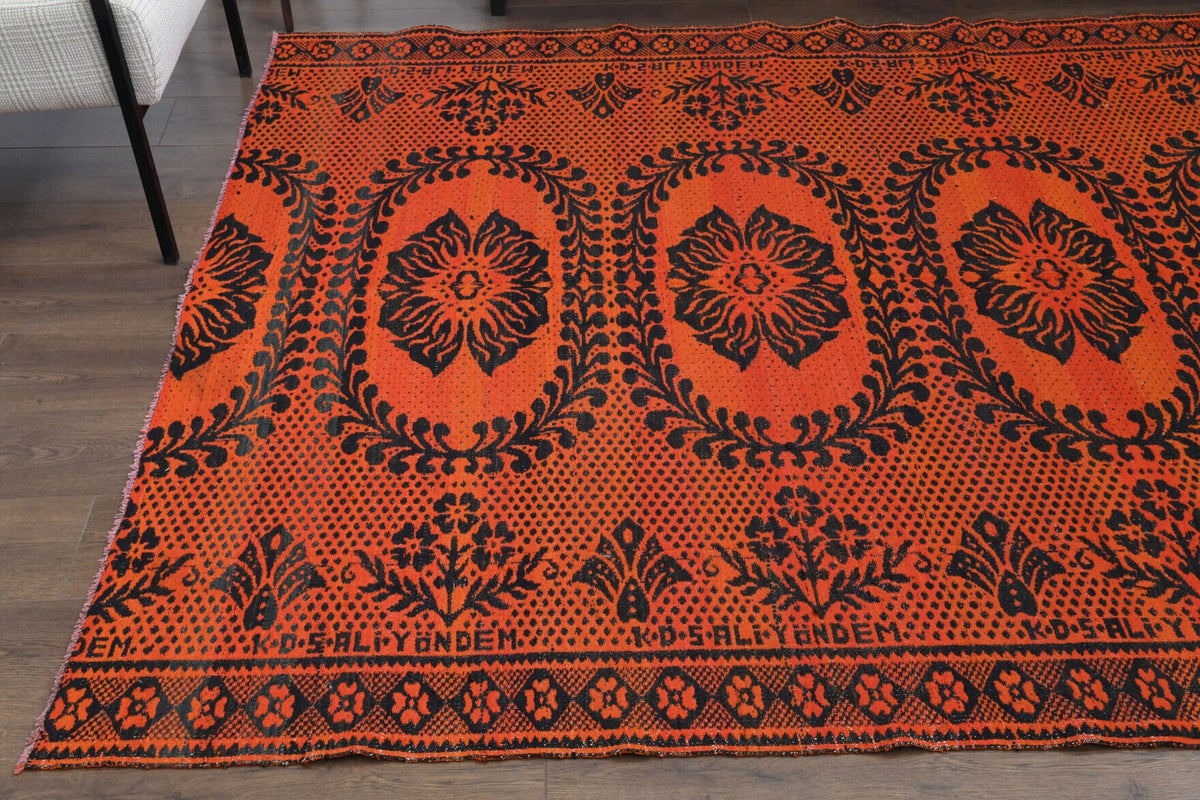 El yapımı vintage halı 185x272 cm oryantal desenli yün - desen detayı