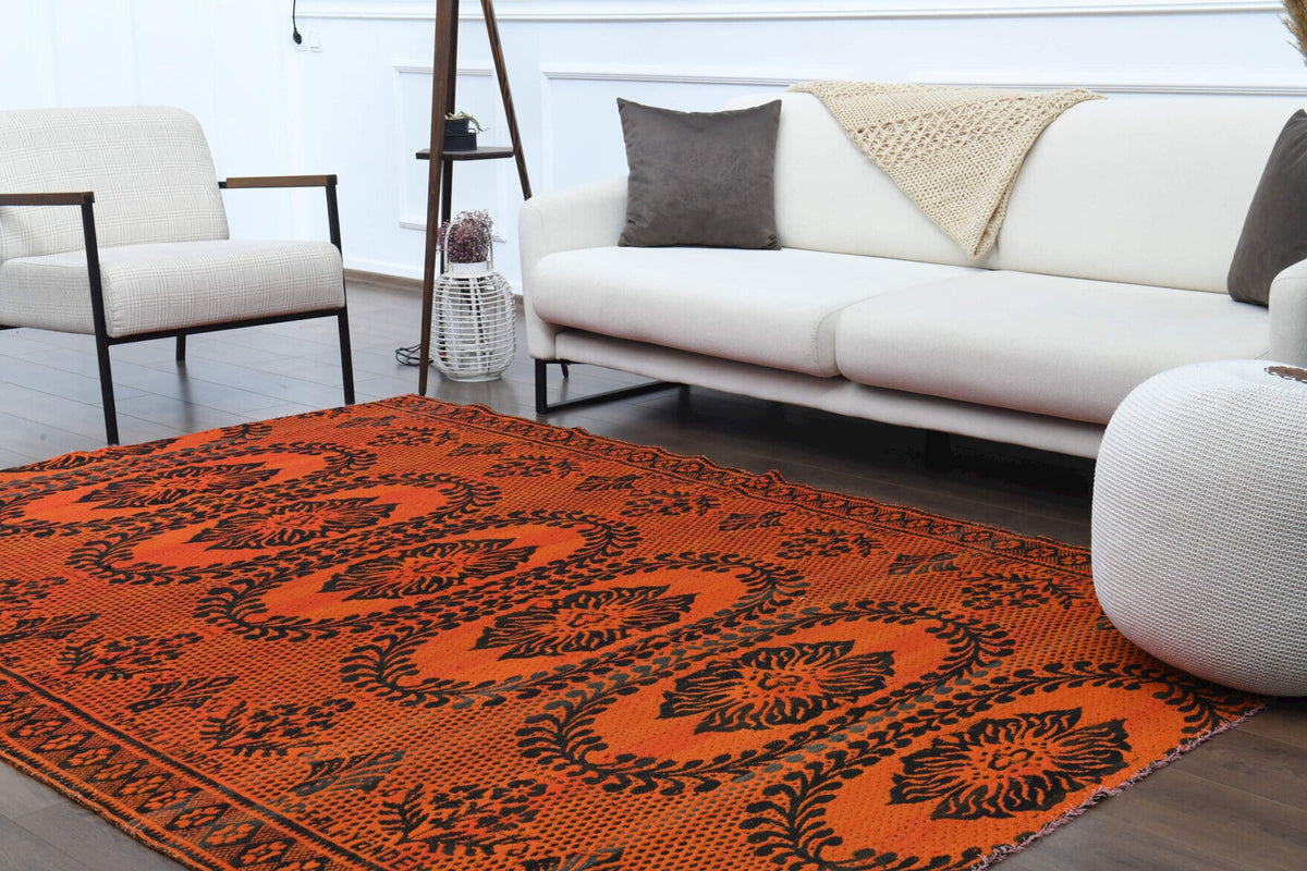 El yapımı vintage halı 185x272 cm oryantal desenli yün - farklı açıdan görünüm