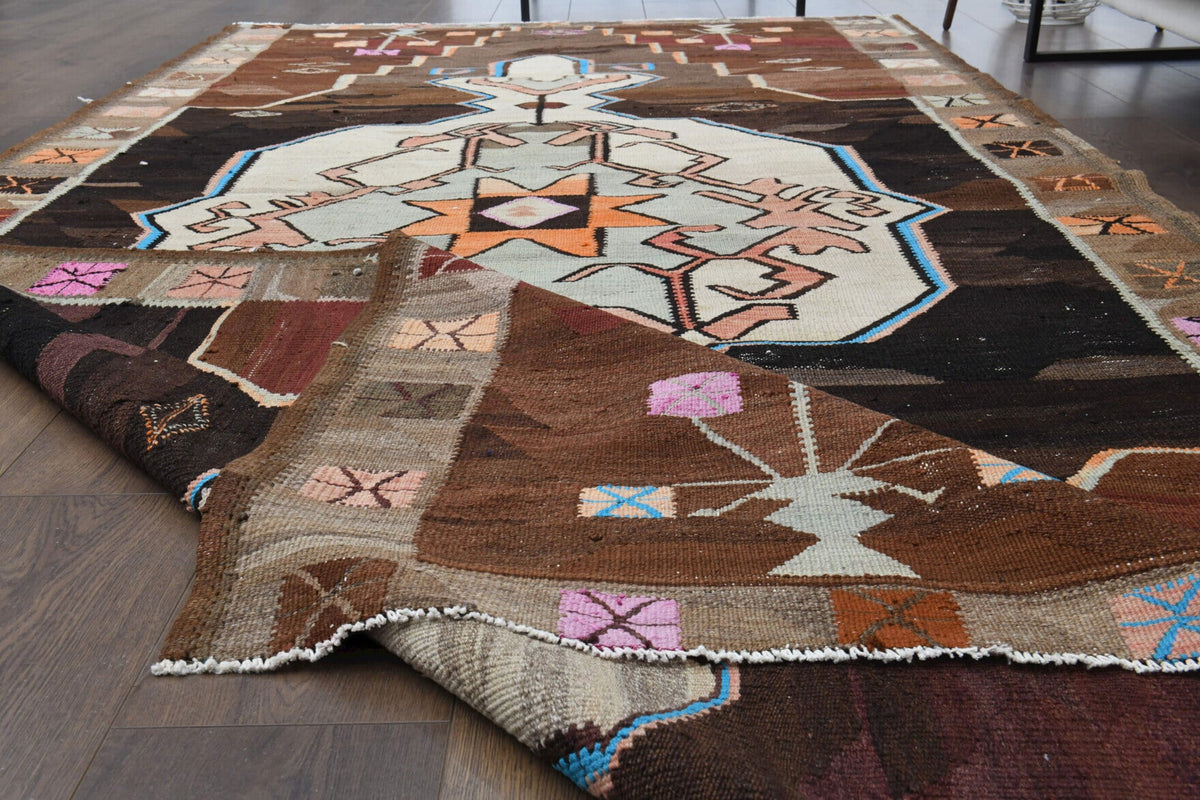 El yapımı vintage halı 163x320 cm oryantal desenli yün - desen detayı