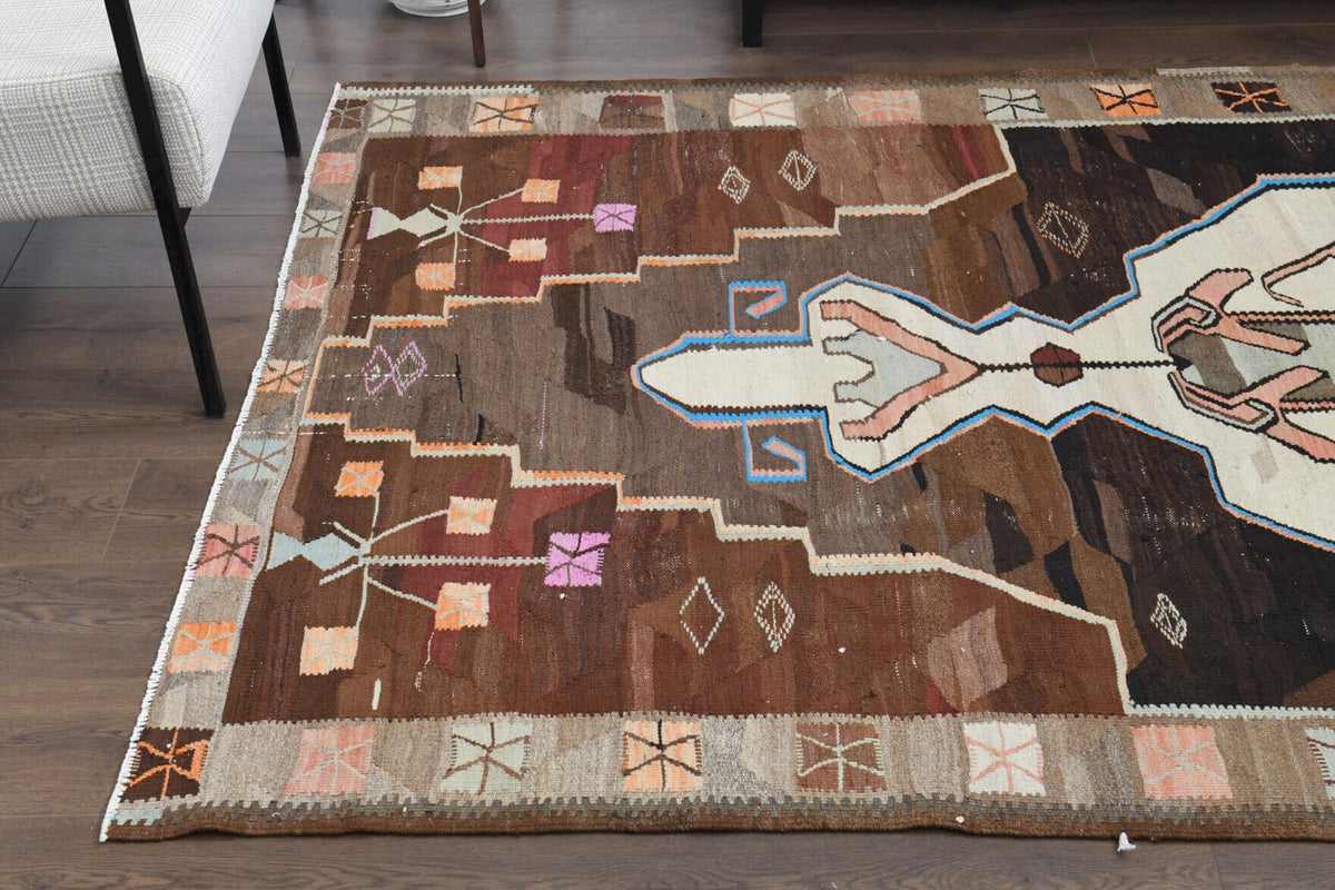 El yapımı vintage halı 163x320 cm oryantal desenli yün - mekan görünümü